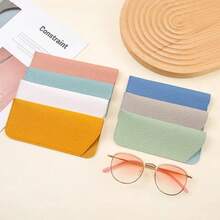 2pcs PU Leather Textured Portable Dustproof High-End Sunglasses/Reading Glasses Protective Case With Zipper Pocket