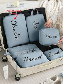 6 pièces Cubes de compression personnalisables pour titres/noms/surnoms - Matériau durable et facile à nettoyer, organisateurs de voyage légers pour le tri des bagages et des vêtements