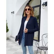 Newchoice Womens Casual Lightweight Long Sleeve Cardigan Soft Drape Open Front Fall Dusters (S-3XL) - Navy Blue - View 7