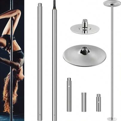 Barre de pole dance de 45 mm de diamètre en acier inoxydable, réglable en hauteur de 2,35 à 2,74 m, barre de strip dance de table portable et amovible avec fonction statique et rotative