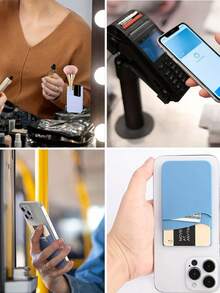 Silicone Phone Card Holder Wallet, Adhesive Back Design, 1/2 Pocket, Suitable For Credit Cards, Fits Most Phones, Silicone Material, Stick-On Phone Case - Multicolor - View 2