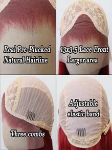 13x4铂金色蕾丝前假发，26英寸长直发合成蕾丝前假发，预先拔毛的发际线，耐热纤维发丝，柔顺直发假发，适合女性，可用于角色扮演、派对、日常佩戴。 - 金色 - 查看 9