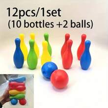 Set di 12 pezzi (10 birilli + 2 palline) di giocattoli da bowling, set da gioco di bowling interattivo mini per interni ed esterni, set di giocattoli da bowling divertenti per la famiglia