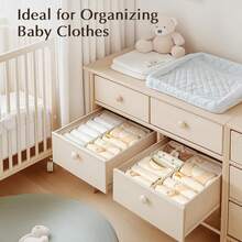 Drawer Organizers Clothes, Set Of 4 Dresser Organizer Bins, Fabric Closet Organizers And Storage, Shallow Drawer Dividers For Nursery, Clothing, Clothes, Socks, Underwears, Tie (Beige) ODR1 - 淺褐色的 - 查看 3