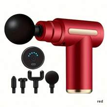 Portable Mini Fascia Gun, Rechargeable, With 4 Interchangeable Massage Heads, A Home-Use Electric Massage Gun For Muscle Fascia. - Red - View 14