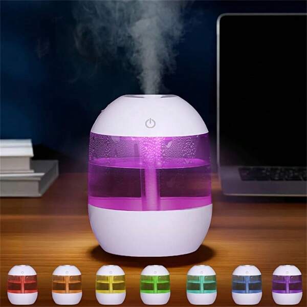 1 pièce Humidificateur d'air à brouillard froid USB | Veilleuse à gradient de couleurs, convient pour les humidificateurs d'air silencieux dans la chambre, la pouponnière, le bureau et les plantes d'intérieur, le cadeau parfait
