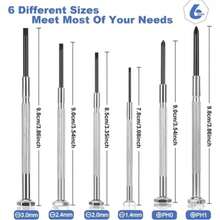 6pcs Mini Screwdriver Set, Small Professional Repair Tool Kit With 6 Different Sizes Of Flat Head And Screwdrivers, Precision Screwdriver Set For Jewelry, Watches, Phones, Glasses Repair - Silver - View 2