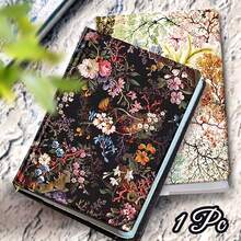 1 件，256 页，花卉复古精装笔记本，镀金日记本，花卉复古手册，彩色页面，DIY 剪贴簿，便携式笔记本，旅行日记本，完美礼物，办公室，学校，女士礼物 - A5 - 查看 12