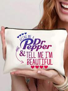 幽默帆布化妆包 - 轻便可折叠化妆包，女士手持化妆收纳包，大容量拉链化妆手提包 | 易于清洁，多功能化妆箱，适合旅行和度假礼物，适合作为圣诞礼物送给家人、朋友和闺蜜，也可作为圣诞礼物或圣诞袜填充物。 - 米色 - 查看 19