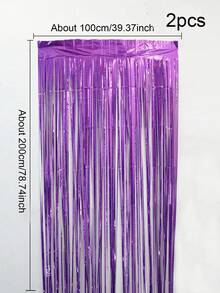 1pc/2pcs Deep Purple Laser Beaded Curtain, Suitable For Party Backdrop Decoration - Purple - View 4