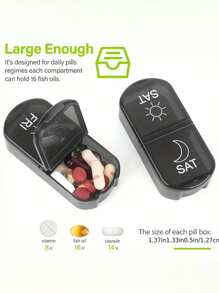 1pc Weekly Pill Organizer, 3 Times A Day, Portable Travel Pill Box 7 Days, With Large Pill Container, Lightproof Pill Box For Vitamins, Medications, Supplements And Fish Oil