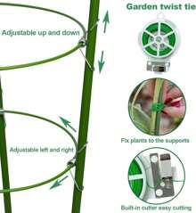Plant Support Tomato Cages For Garden,4 Pack 18 Inch Tomato Stakes Plant Stakes For Climbing Plants Adjustable Plant Trellis For Peony Support(4 Pack With 20M Garden Twist Tie)