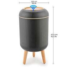SUSTEAS Motion Sensor Trash Can With Lid, Touchless Trash Can, Automatic Waterproof Garbage Can Plastic Trash Bins Suitable For Kitchen, Bathroom, Bedroom, Living Room, Office, Outdoor (Black) - 黑色 - 查看 2