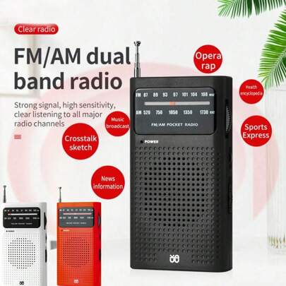 Tragbares Radio AM FM mit Weitreichender Empfangsleistung, Radio mit Lautsprecher, Kopfhöreranschluss, Lautsprecher, geeignet für den Innen- und Außenbereich sowie für Notfälle