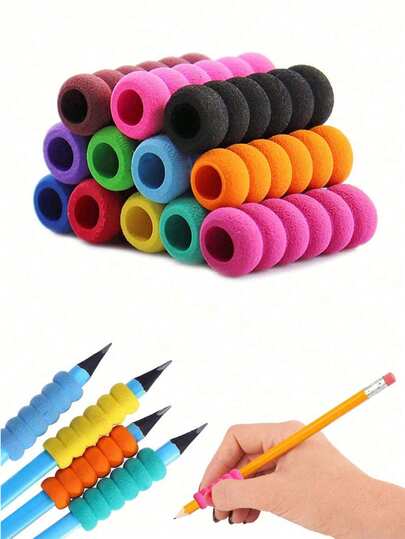 5/10/20pcs Sponge Pencil Grips, Non-Slip Pencil Sleeve Accessories, Soft Foam Pen Clip, Sponge Pencil Holder, Relieve Finger Fatigue Back To School