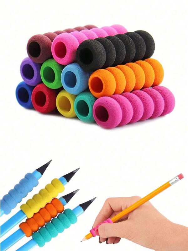5/10/20pcs Sponge Pencil Grips, Non-Slip Pencil Sleeve Accessories, Soft Foam Pen Clip, Sponge Pencil Holder, Relieve Finger Fatigue Back To School