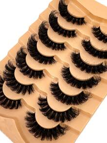7 paires de faux cils en forme d'œil de chat, cils en faux vison, cils naturels volumineux et épais, allongeants et volumisants, cils dramatiques et ébouriffés, outil de maquillage essentiel pour les voyages - Noir - Voir 3