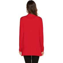 Newchoice Womens Casual Lightweight Long Sleeve Cardigan Soft Drape Open Front Fall Dusters (S-3XL) - Red - View 5