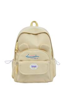 Mochila nueva de 2025 de nylon liso con forma de oso, mochila escolar, bolsa de viaje, mochila multifunción