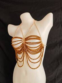 Sexy, modische Körperkette, hochwertige Brustkette mit Diamantbesatz, Top-Kette, Hochzeitskleid, Nachtclub-Partyschmuck