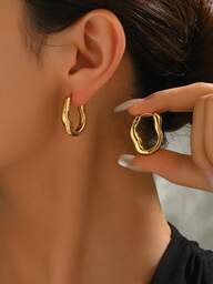 1 par de pendientes asimétricos con textura, diseño único que muestra un encanto personalizado, minimalista pero a la moda para cualquier ocasión