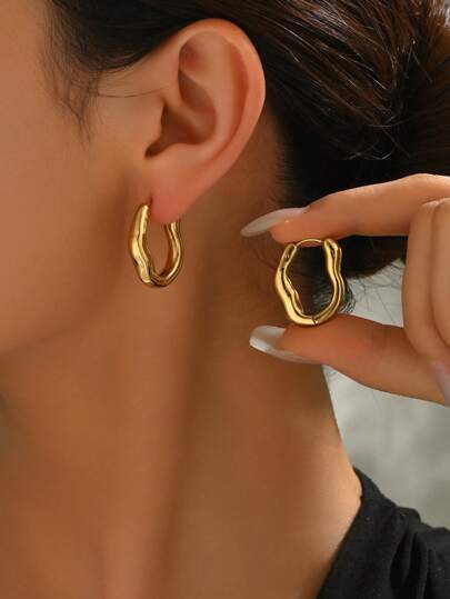 1 par de pendientes asimétricos con textura, diseño único que muestra un encanto personalizado, minimalista pero a la moda para cualquier ocasión