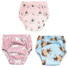 4 pièces de couches lavables et réutilisables pour bébé, étanches, respirantes, 6 couches de protection, 100% polyester, doublure et tissu extérieur imperméable, avec fonction anti-fuite, culottes de propreté, sous-vêtements pour bébé, cadeau de bébé