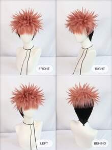 Tóc giả cosplay Anime ngắn thẳng đa năng chịu nhiệt bằng tóc tổng hợp có mái, tóc giả thông dụng cho nam, trang phục dự tiệc, tóc giả tua rua nhiều màu sắc thời trang cổ điển, phù hợp cho các buổi hòa nhạc ngày lễ, câu lạc bộ đêm, lễ kỷ niệm, nhiều màu sắc, phong cách đa dạng, phù hợp với mọi tông màu da, nam và nữ - Một kích cỡ phù hợp với tất cả (Màu sắc: Tóc giả chia ngôi xanh lam hải quân, tóc giả nửa đỏ nửa bạc, tóc giả đỏ hồng, tóc giả hai màu đen và hồng, tóc giả hồng và vàng, tóc giả đen) - Nhiều màu - Xem 4