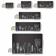 1pc Simple & Versatile Cutlery Printed High-Rebound Water Absorption Anti-Slip Kitchen Decor Mat, Suitable For Dining Room, Kitchen, Entryway And More - Multicolor - View 3
