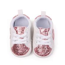 Baby Girl Sneakers Infant All Season Shoes - Contrast Color Sequins Shoelace Soft Sole Non-Slip Infant First Walking Shoes For Spring  Fall - 5107 Pink - View 3