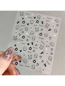 1 件黑猫狗卡通可爱美甲贴纸卡哇伊小狗涂鸦动物美甲贴花 DIY 线条小狗蝴蝶结设计贴花 DIY 线条小狗蝴蝶结设计贴花美甲装饰 - 彩色 - 查看 20