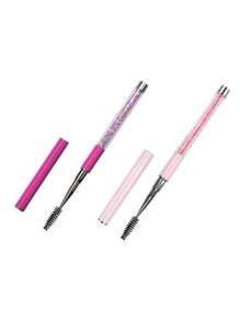 1 pièce/2 pièces/3 pièces Brosse à cils décorée de strass de haute qualité avec capuchon, recourbe-cils portable et outil de toilettage des sourcils