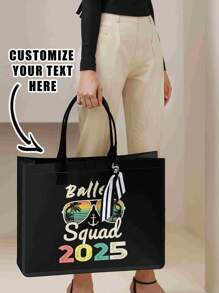 Borsa a tracolla personalizzata con stampa, borsa da donna come regalo, borsa da spiaggia, borsa shopping di grande capacità adatta per donne, per il ritorno a scuola