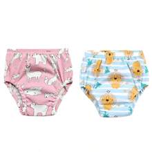 4 pièces de couches lavables et réutilisables pour bébé, étanches, respirantes, 6 couches de protection, 100% polyester, doublure et tissu extérieur imperméable, avec fonction anti-fuite, culottes de propreté, sous-vêtements pour bébé, cadeau de bébé