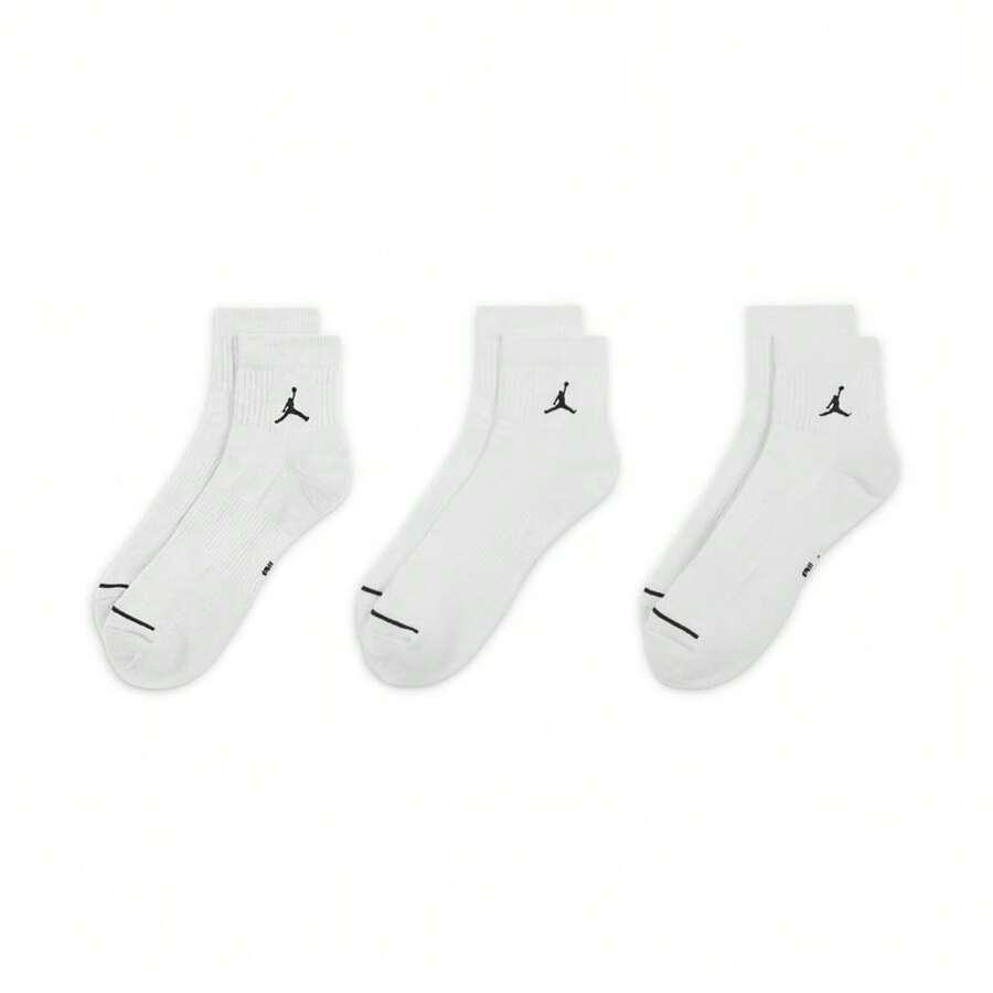 Nike 3 Pairs U J ED CUSH POLY ANKLE Socks, Unisex Economy Pack, DX9655-100 - White - View 1