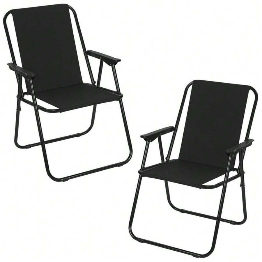 Portable Folding Deck Chairs - 2/4 Pack - Black - View 1
