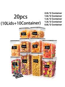 VOOVA 48pcs Sealed Food Storage Containers With LIDS - Lunch Boxes Ideal For Organizing And Storing Grains, Rice, Pasta, Tea, Nuts And Coffee Beans In A Kitchen Pantry - Can Be Used For Dishwasher Washing, Including Labels And Markers - Black and White - View 12