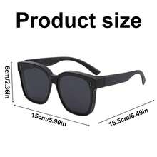 1 件简约百搭超大方形框架时尚眼镜，可套在时尚眼镜上，可近视眼镜盖，适合男女户外派对度假旅行驾驶用品摄影道具返校时尚学院风 - 彩色 - 查看 5