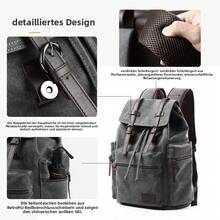 Men's Canvas Backpack Simple Large Capacity Travel Backpack Laptop Bag - Grey - View 4