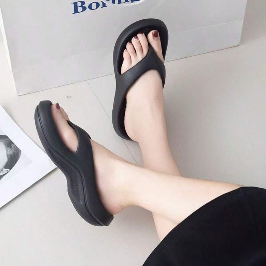 男女通用厚底人字拖，夏季户外情侣防滑拖鞋，浴室沙滩两用