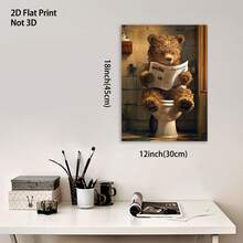 1 Pc Canvas Painting,2D Flat Print, Not 3D, Teddy Bear, Toilet, Newspaper,Wood Framed Painting (1) Thickness 2.5 Cm/ 1 Inch-Home Decoration For All Occasions,Ideal New Year, Valentine's Day,Thanksgiving,Easter,Christmas Gift,Room Decoration Aesthetic,Wall Decoration Art,Perfect Gift,Autumn And Winter Wall Decoration,Living Room Decoration, Bedroom Decoration, Kitchen Decoration, Entry Decoration, Bathroom Decoration, Direct Wall Painting, High Quality Wall Painting Poster,Modern Home Decoration Stretched And Framed Ready To Hang - Multicolor - View 3