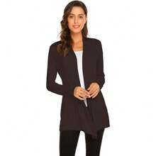 Newchoice Womens Casual Lightweight Long Sleeve Cardigan Soft Drape Open Front Fall Dusters (S-3XL) - Brown - View 1