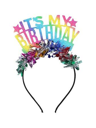 1 件闪亮彩虹女孩生日头带；Tzitzit 皇冠；生日快乐皇冠头带，适合女孩和儿童，“这是我的生日”派对礼物发饰