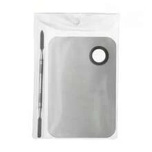 1pc Stainless Steel Makeup Color Mixing Palette And Spatula Set, Foundation, Lipstick, Nail Supplies Color Blender, Makeup Tools