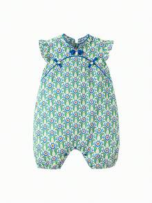 mini bala Girls' Chinese Cheongsam Romper – Flutter Sleeve & Egg Shape – Summer Outfit