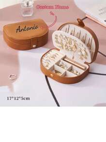 1pc 3-Tier Jewelry Organizer Box, Large Capacity Multi-Purpose Custom Personalized Name/Text Jewelry Storage Box PU Leather High-End Exquisite Earrings Necklace Multi-Compartment Jewelry Box - Ideal Gift For Bridesmaids, Birthday, Anniversary, Valentine's Day, Wedding, Best Friend, Mom, Wife, Excellent For Travel