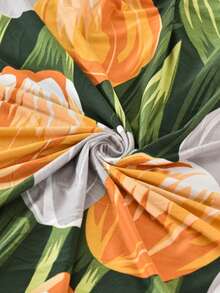 1 件郁金香印花弹力沙发套