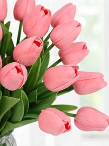 1/5 Tulipanes artificiales, con un toque realista, específicamente en forma de ramos de flores artificiales de color rosa. Adecuado para decorar varios escenarios como bodas, habitaciones, restaurantes, cocinas, salas de estar, dormitorios, hogares, baños, hoteles, fiestas y todo tipo de eventos. Se utiliza como regalo para el Día de San Valentín y Año Nuevo. Para Pascua, Día de la Madre, Día del Padre, fiestas de cumpleaños, decoraciones de graduación. Regalos.