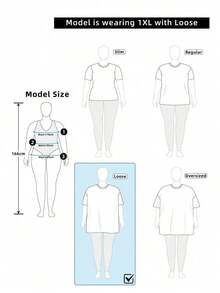 Loose Simple Round-Neck Short-Sleeved T-Shirt With Casual Print.Daily Wear In Large Size. Summer Outfit For Women. - Black - View 5