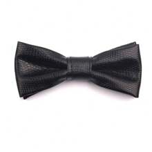 PU Leather Bow Tie Adjustable Solid Color Textured Creative Men Necktie Retro Cravat Boys Suit Accessories